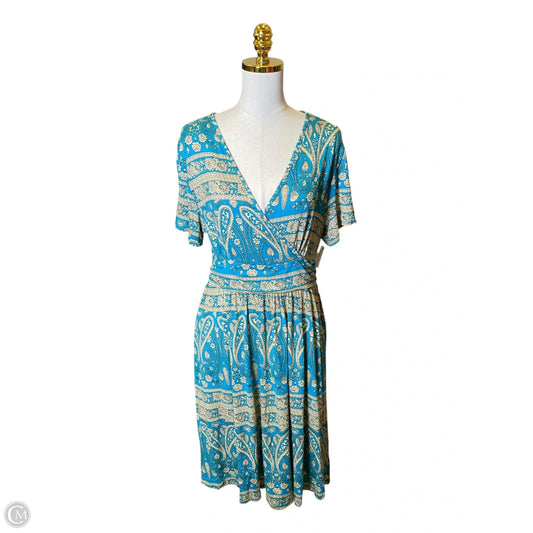 Dress Casual Midi By Clothes Mentor In Blue & Tan, Size: Xl