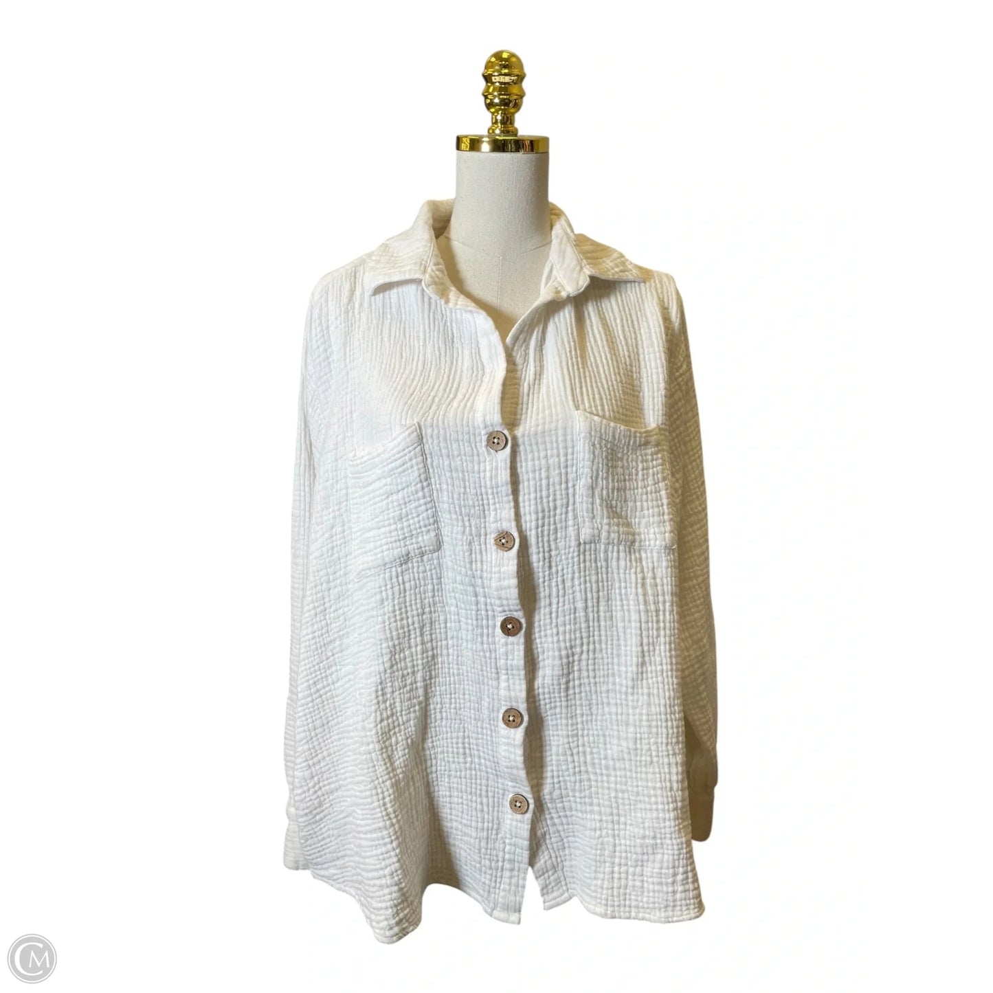 Blouse Long Sleeve By Billabong In White, Size: L
