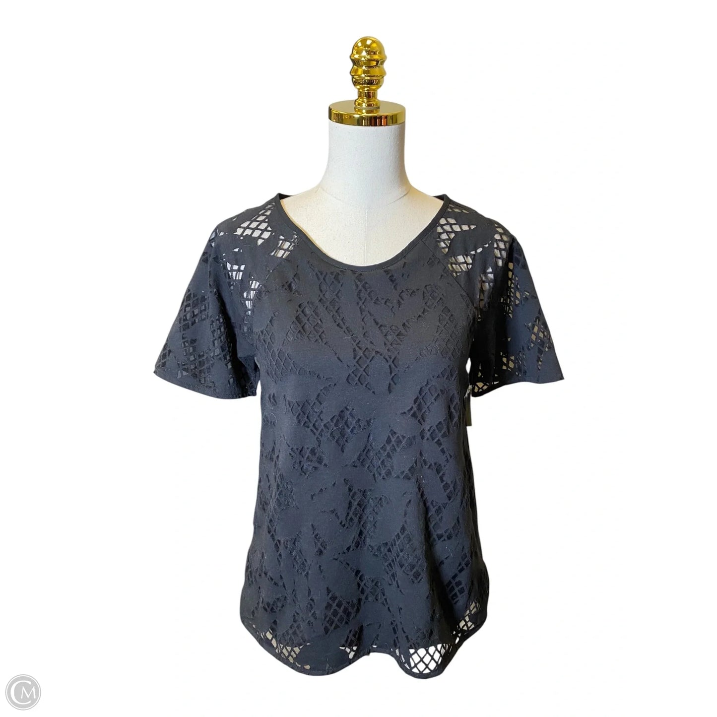 Blouse Short Sleeve By Ann Taylor In Black, Size: S