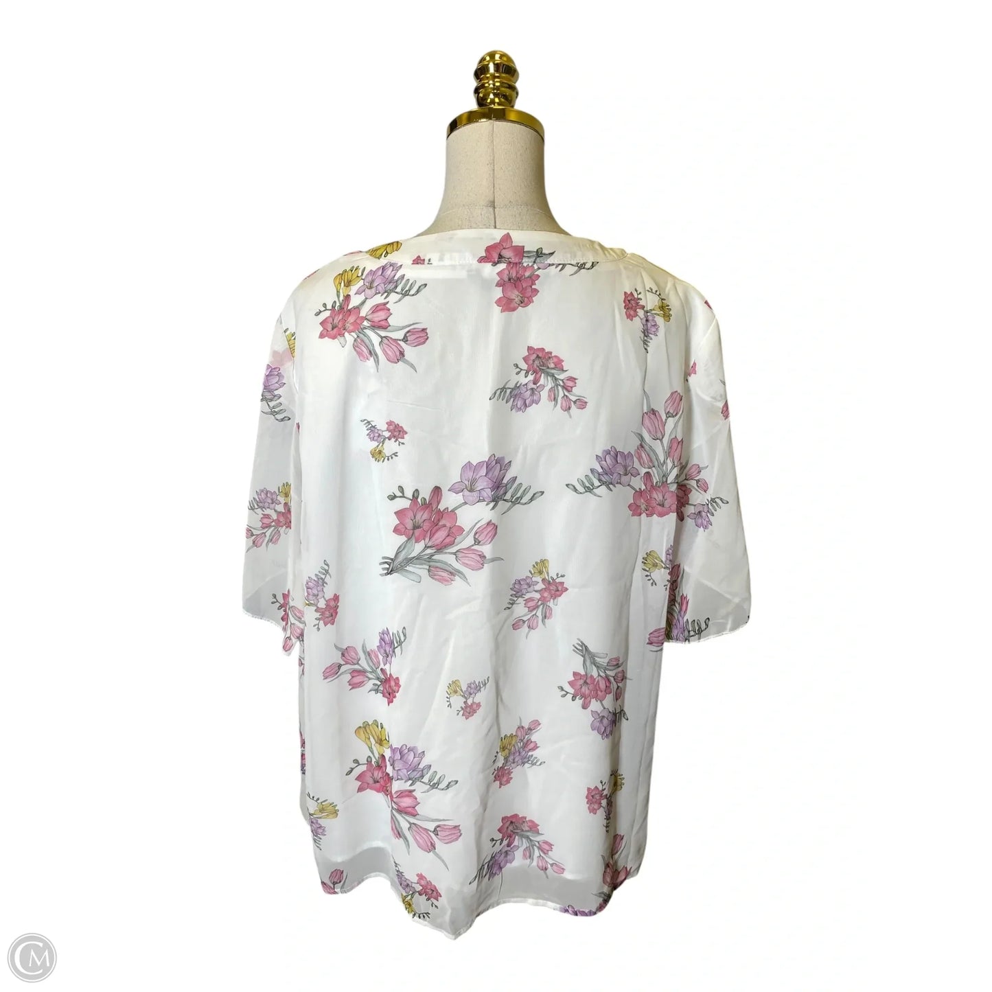 Blouse Short Sleeve By Bloomchic In Floral Print, Size: Xl
