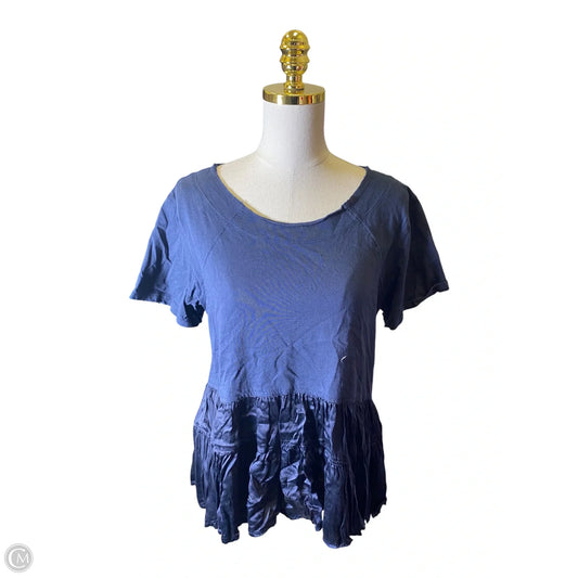 Blouse Short Sleeve By Anthropologie In Navy, Size: M