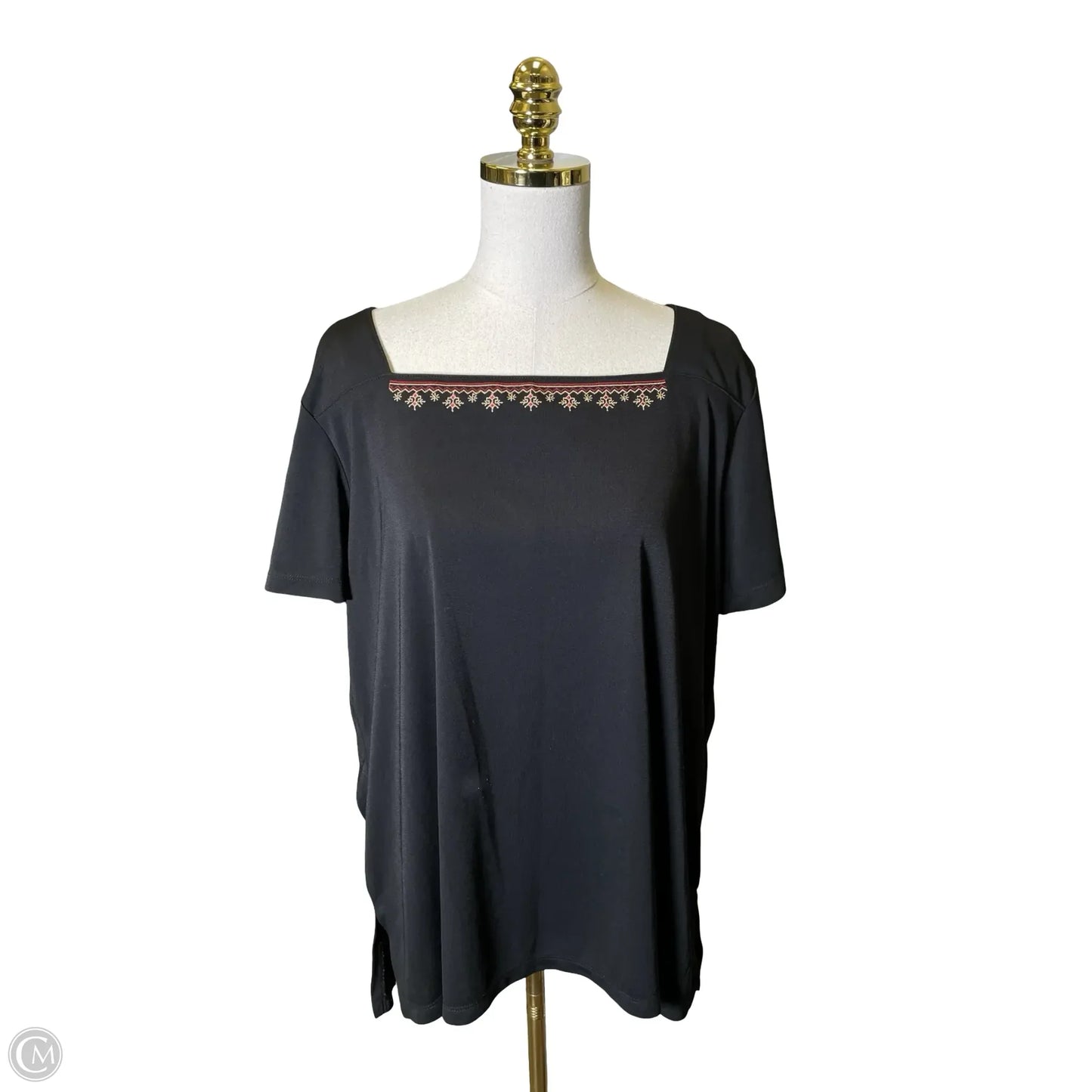 Blouse Short Sleeve By Emma James In Black, Size: Xl