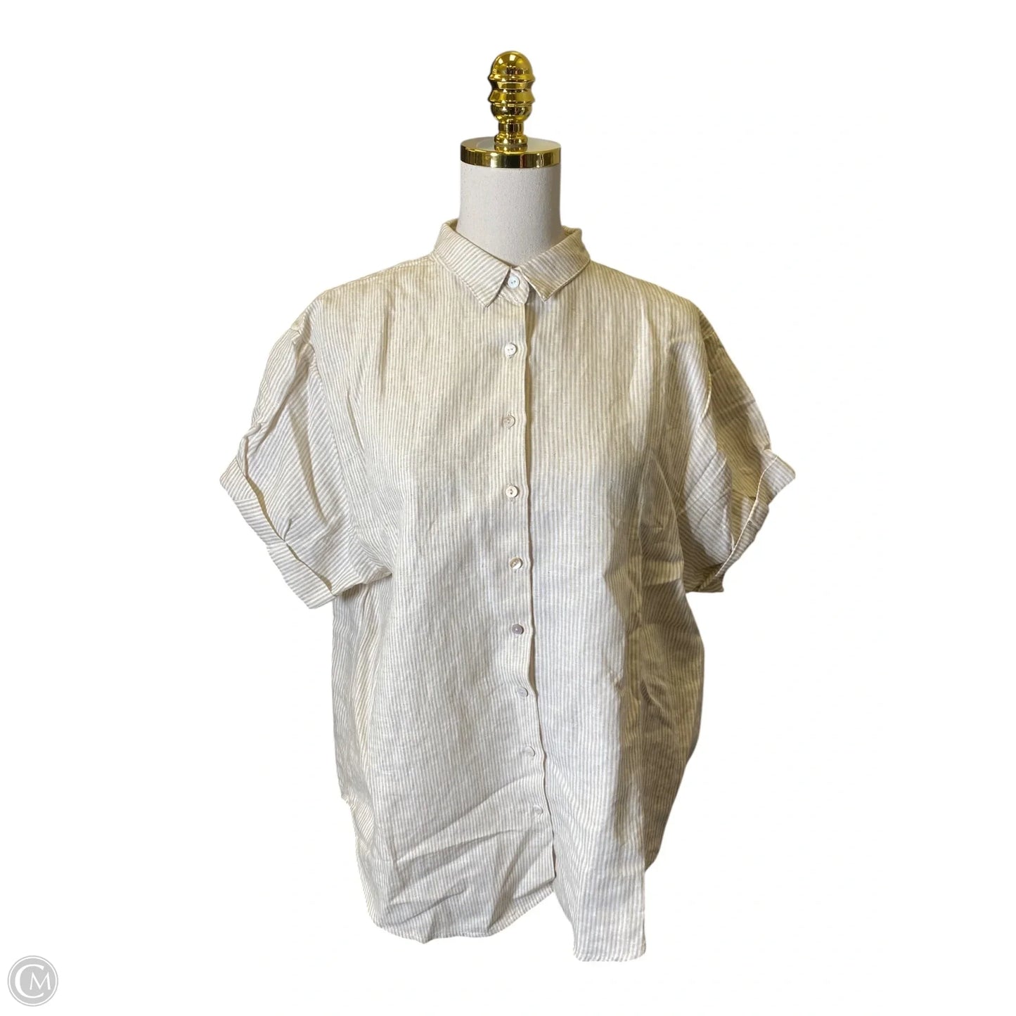 Blouse Short Sleeve By Olivaceous In Striped Pattern, Size: L