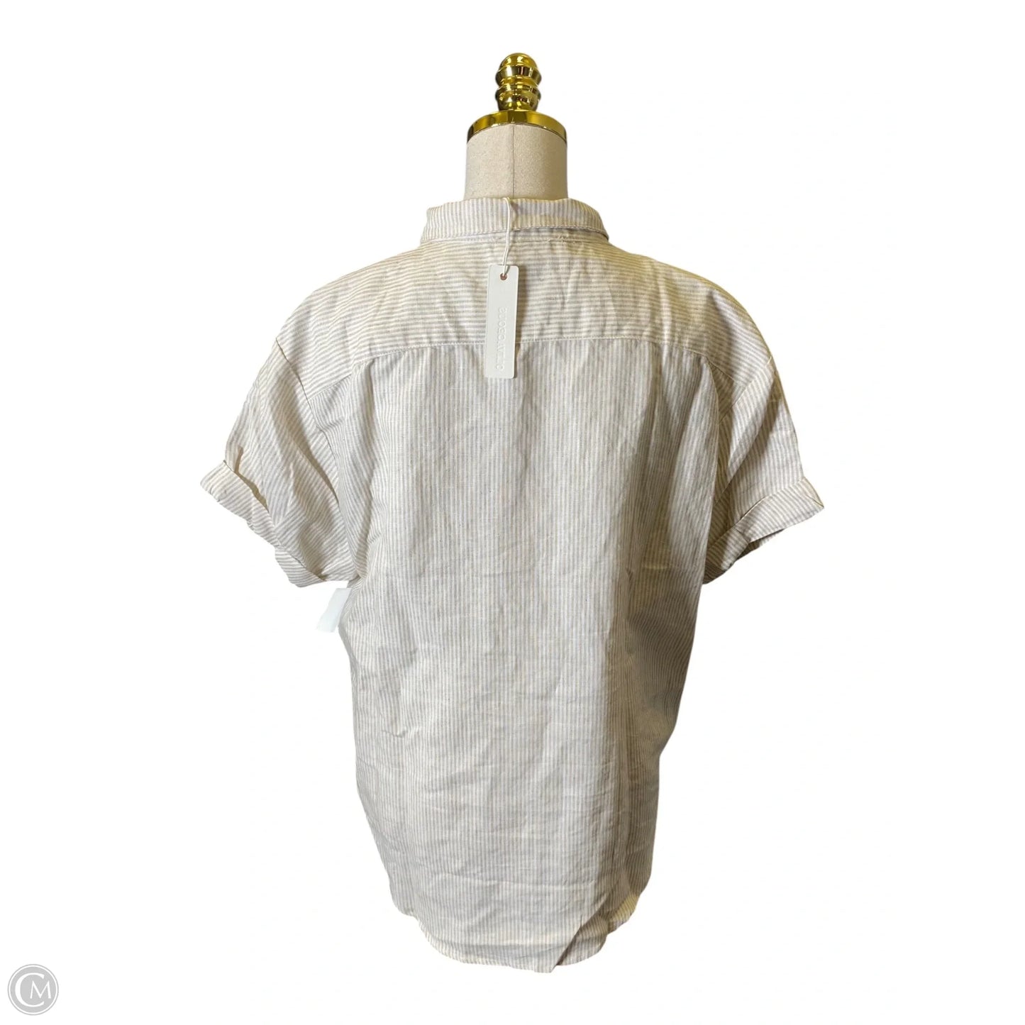 Blouse Short Sleeve By Olivaceous In Striped Pattern, Size: L