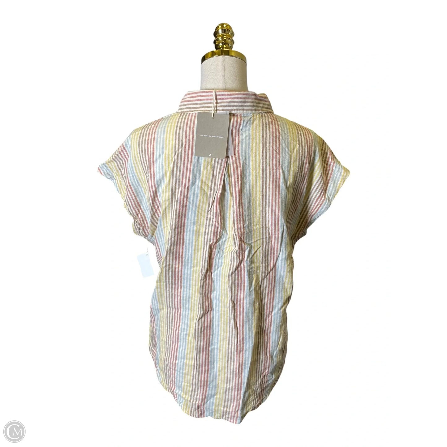 Blouse Short Sleeve By Thread And Supply In Striped Pattern, Size: M