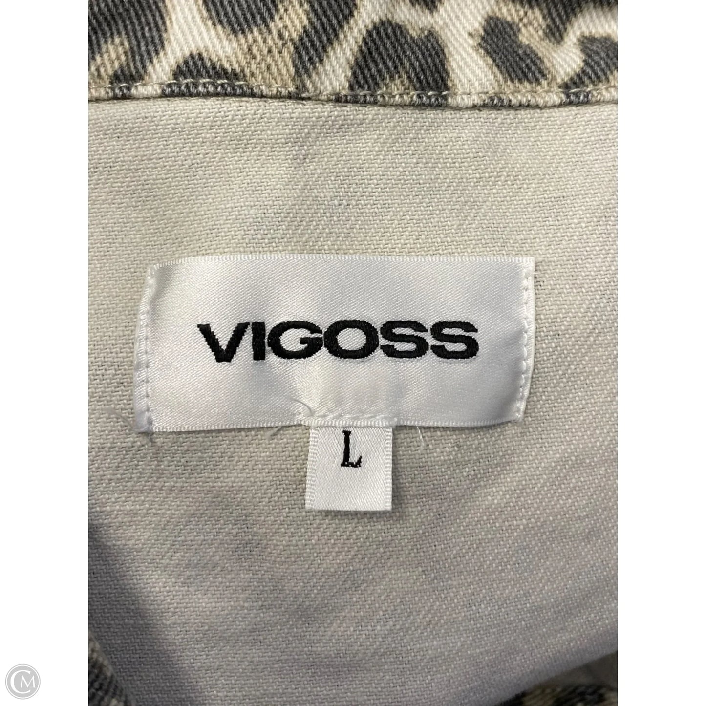 Jacket Denim By Vigoss In Animal Print, Size: L