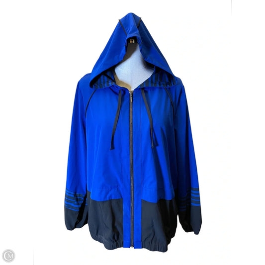 Jacket Windbreaker By Chicos In Black & Blue, Size: Xl