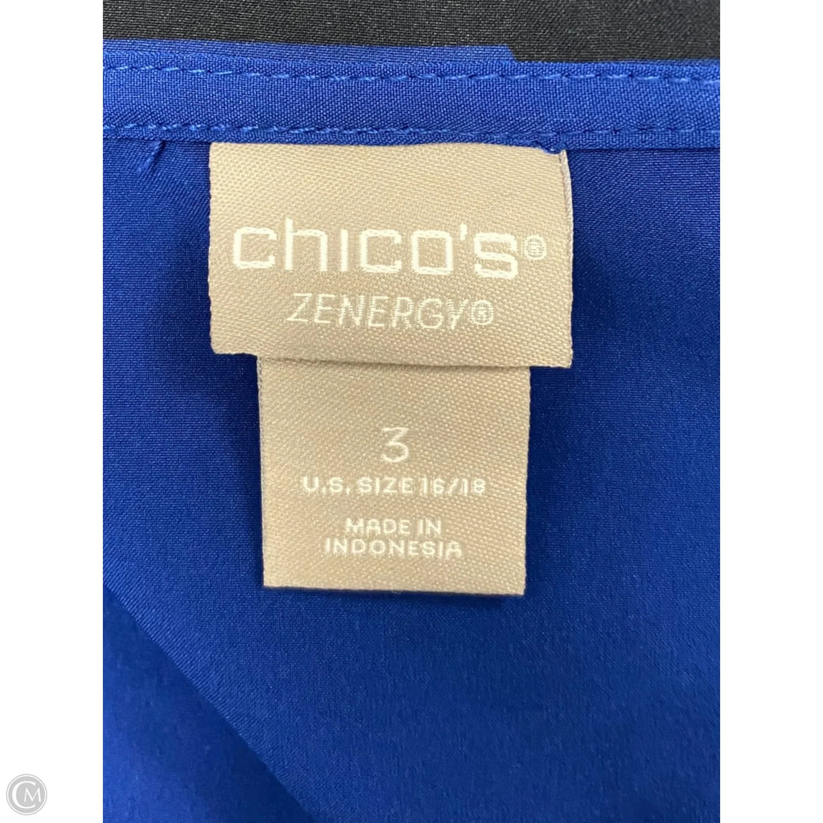 Jacket Windbreaker By Chicos In Black & Blue, Size: Xl