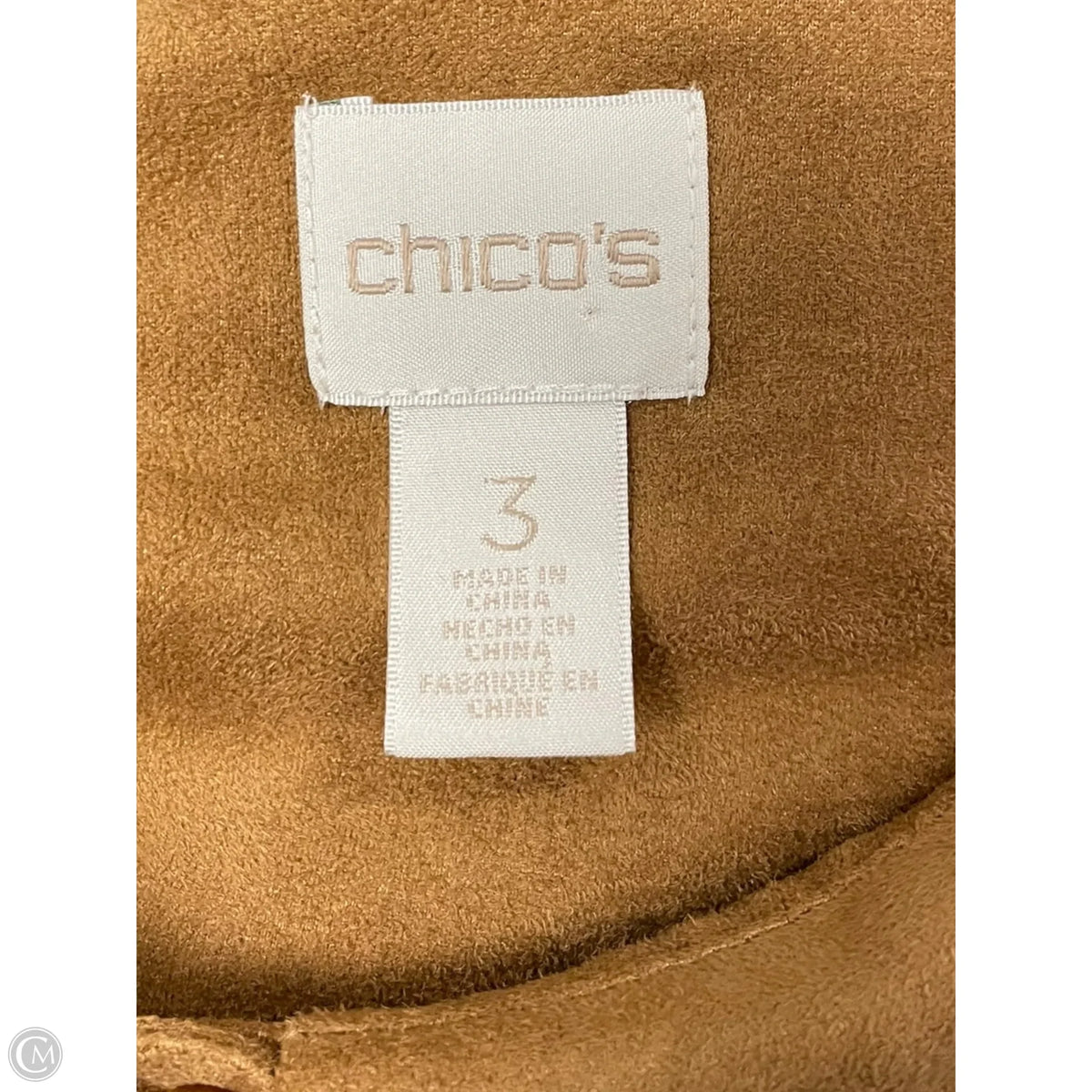 Blouse Long Sleeve By Chicos In Brown, Size: Xl