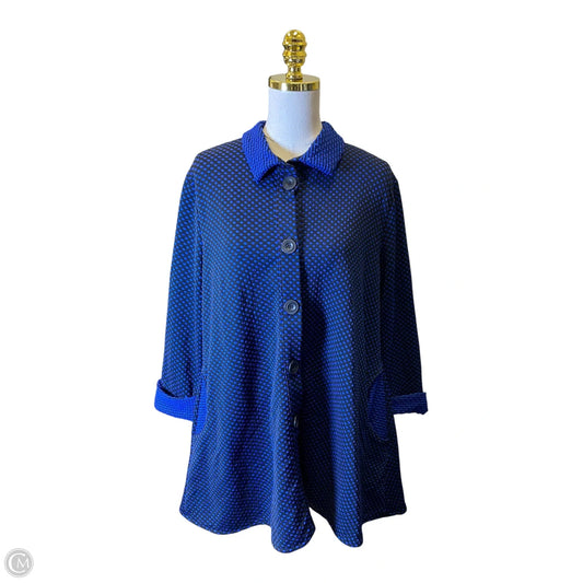 Blouse Long Sleeve By Clothes Mentor In Black & Blue, Size: L