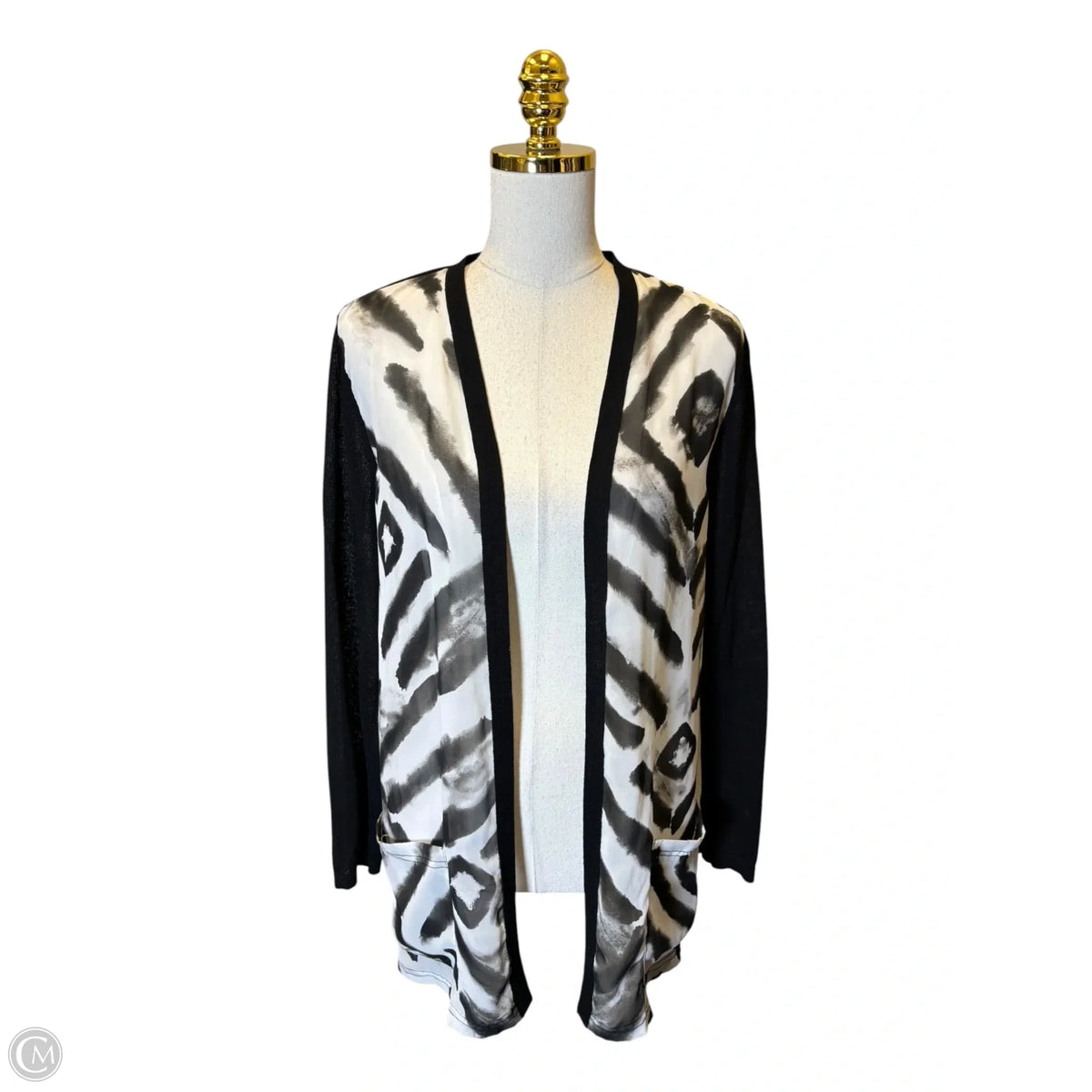 Cardigan By Chicos In Black & White, Size: M