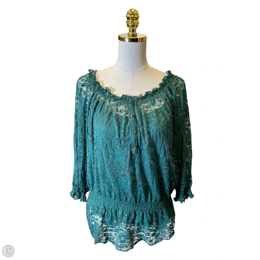 Blouse 3/4 Sleeve By Ny Collection In Green, Size: M
