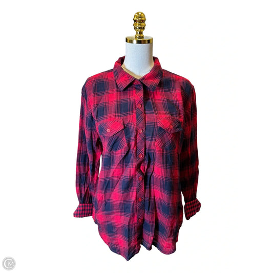 Top Long Sleeve By Beachlunchlounge In Plaid Pattern, Size: Xl