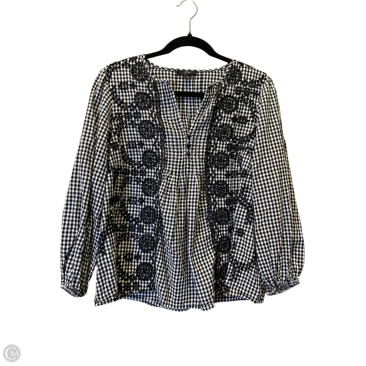 Blouse 3/4 Sleeve By J. Crew In Black & White, Size: M