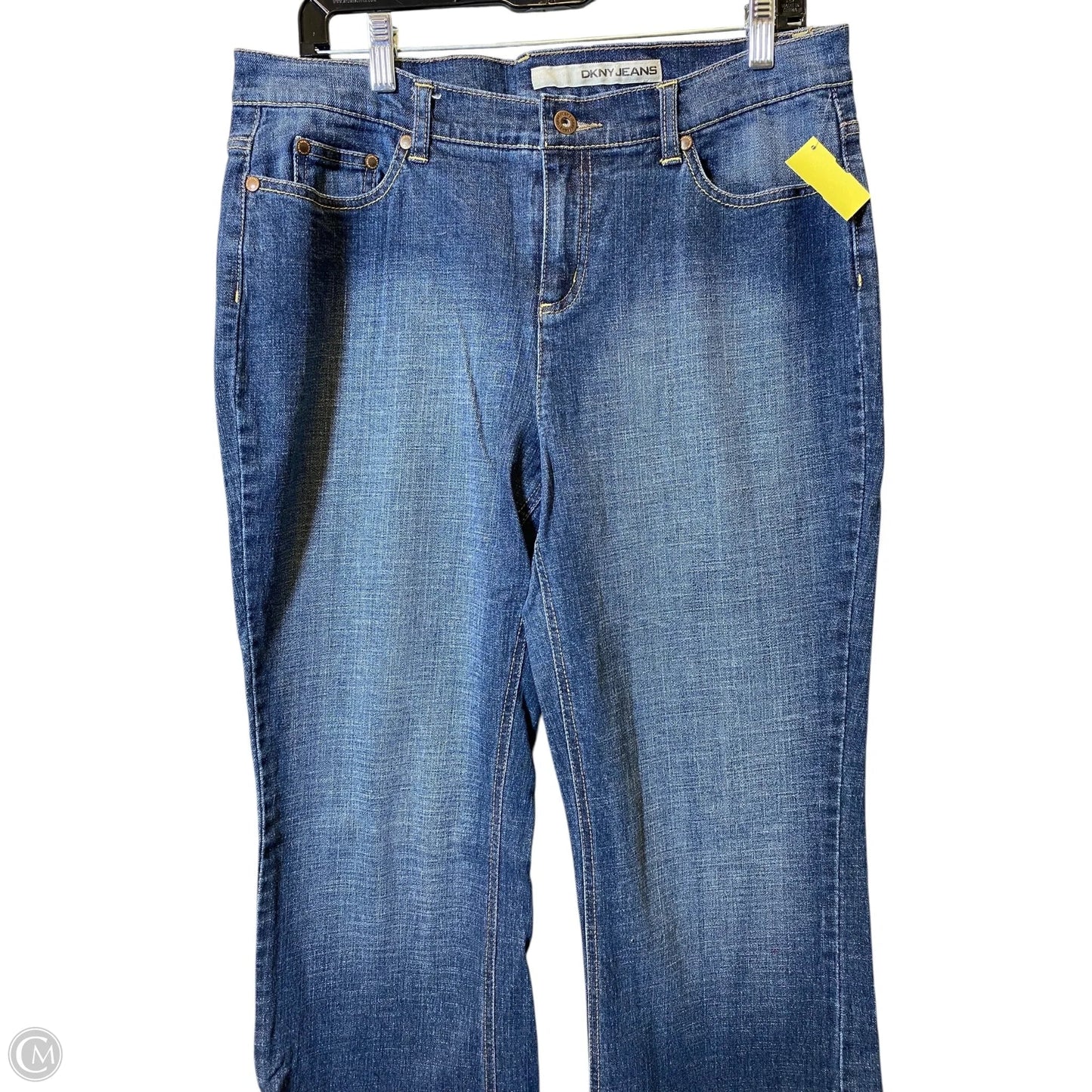 Jeans Flared By Dkny In Blue Denim, Size: 14
