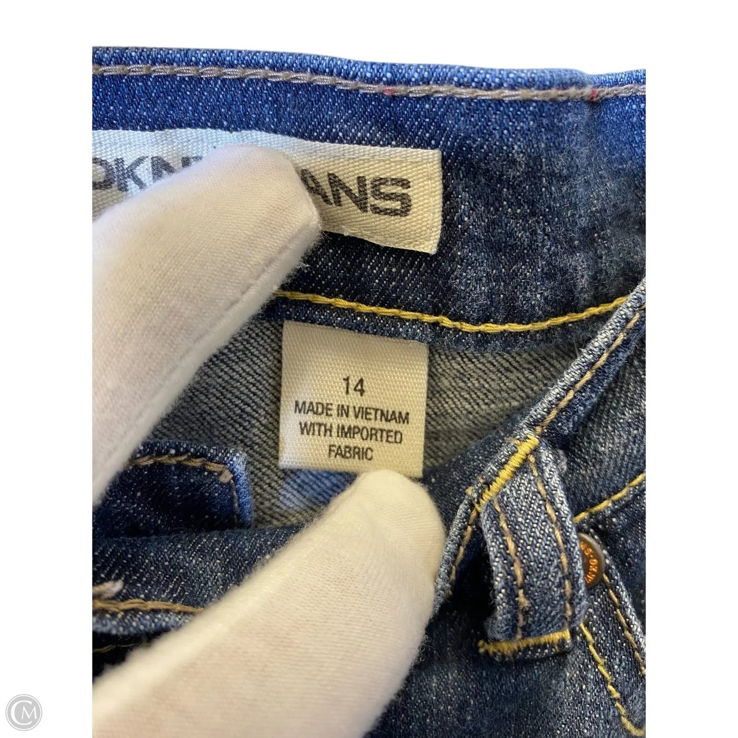 Jeans Flared By Dkny In Blue Denim, Size: 14