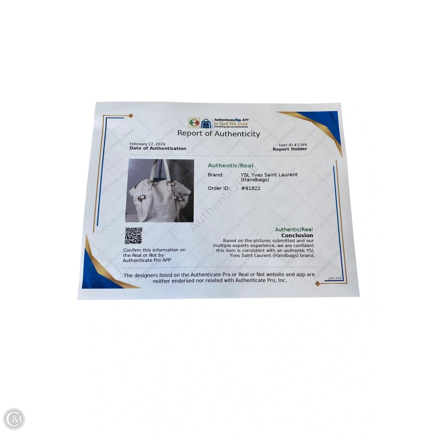 Tote Luxury Designer By Yves Saint Laurent, Size: Large