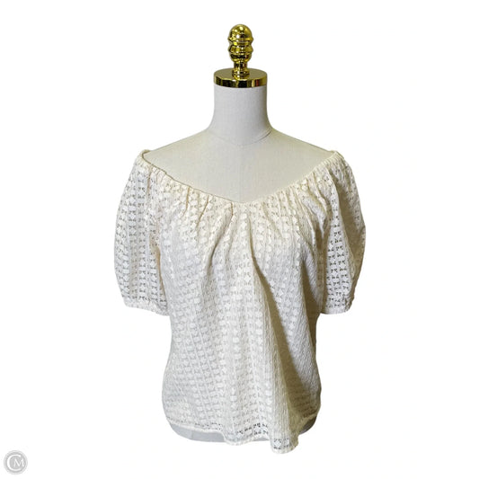 Top Short Sleeve By Ann Taylor In Cream, Size: S