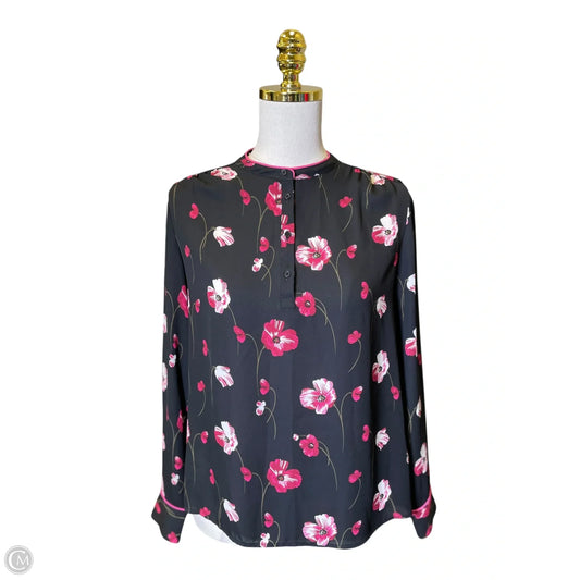 Top Long Sleeve By Banana Republic In Black & Pink, Size: Xs