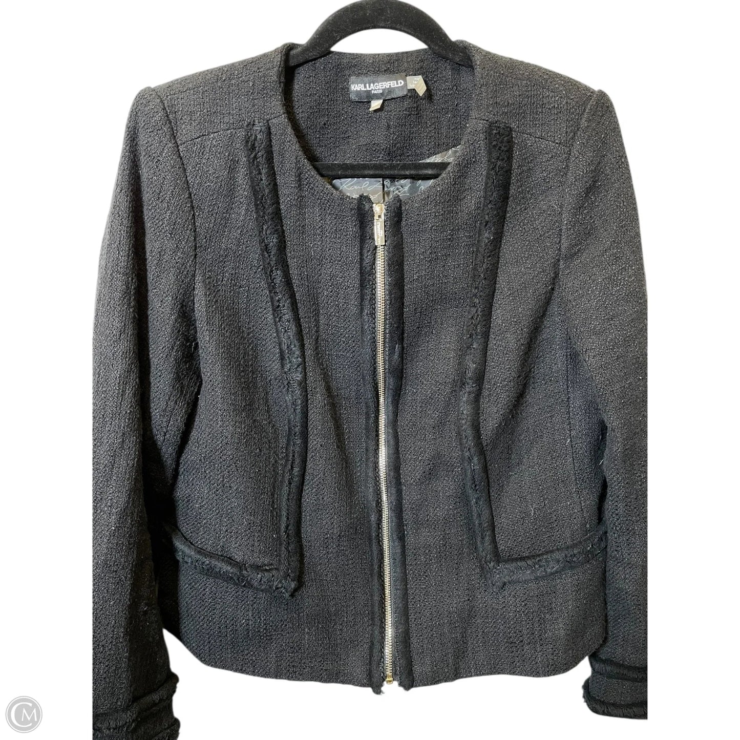 Jacket Designer By Karl Lagerfeld In Black, Size: 12