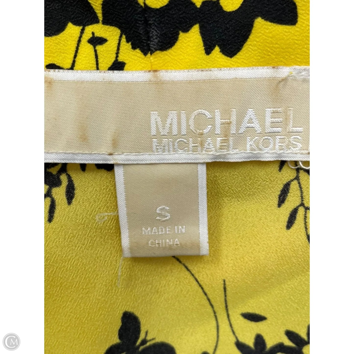 Top 3/4 Sleeve By Michael By Michael Kors In Black & Yellow, Size: S