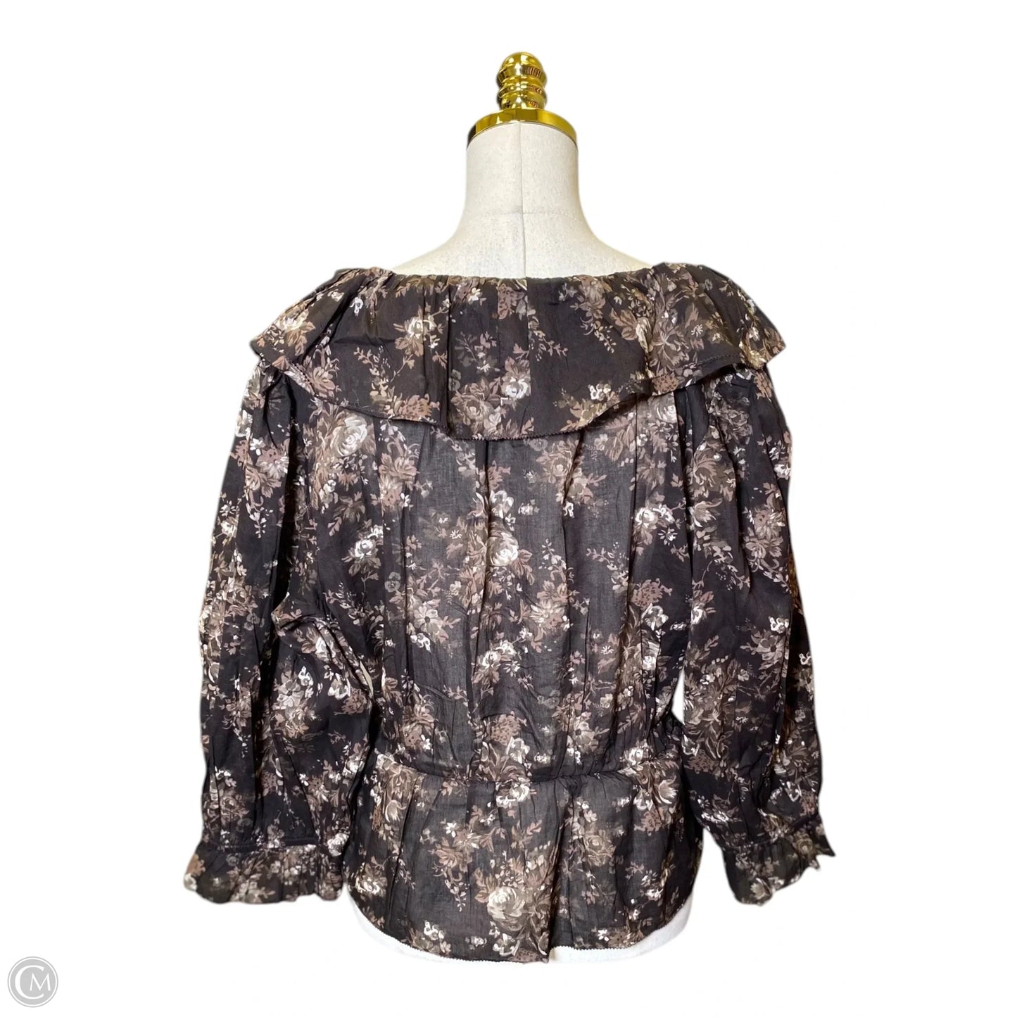 Top 3/4 Sleeve By Gap In Brown, Size: L
