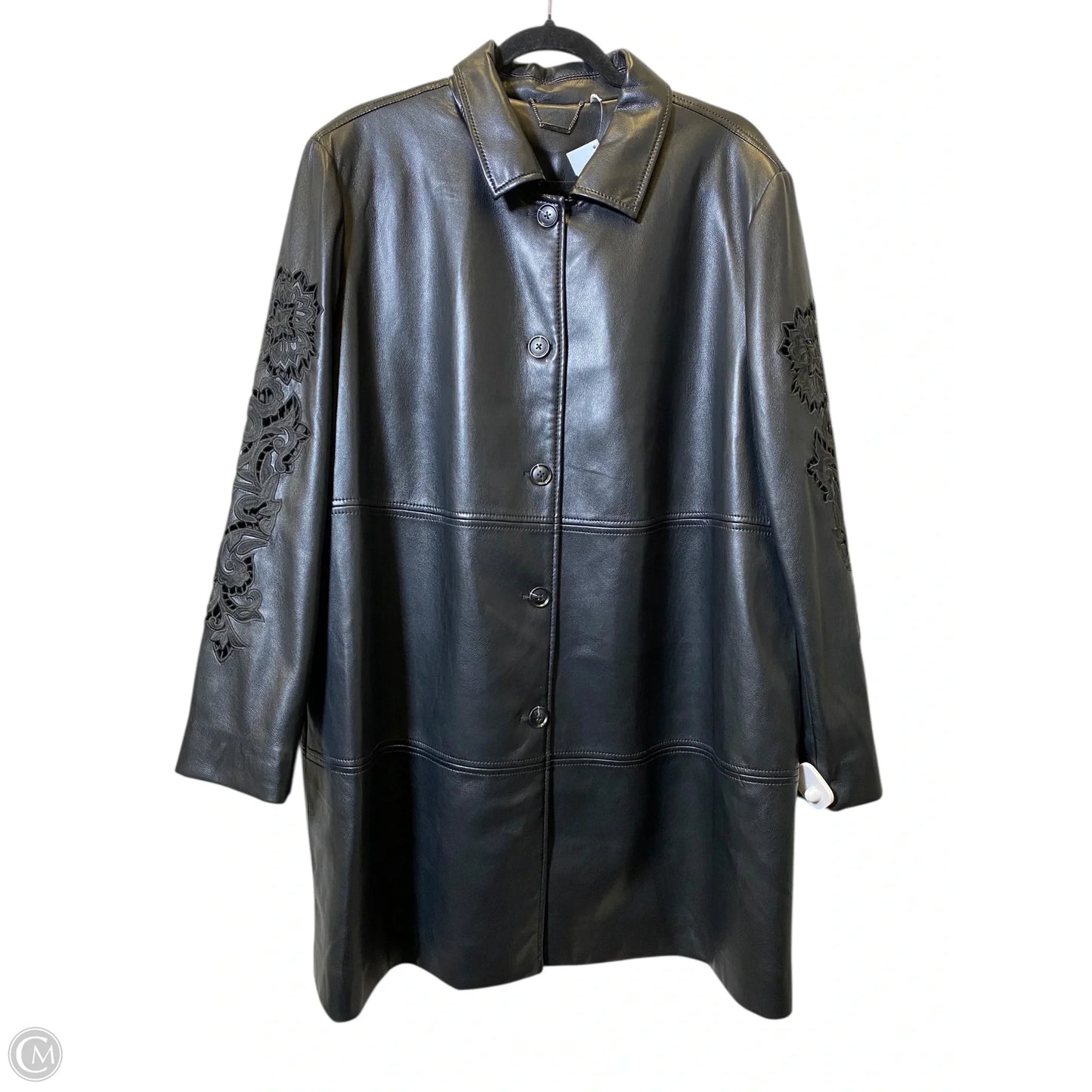 Jacket Leather By Chicos In Black, Size: Xxl