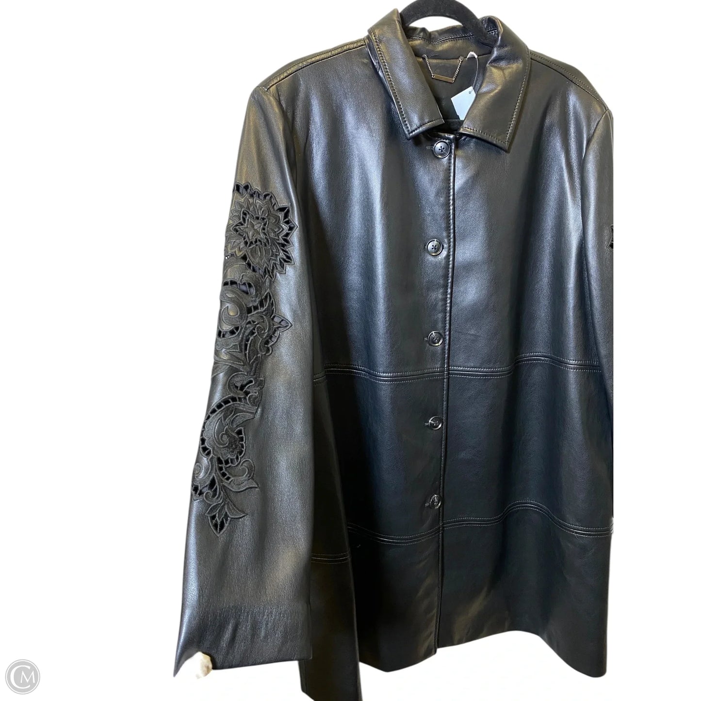 Jacket Leather By Chicos In Black, Size: Xxl