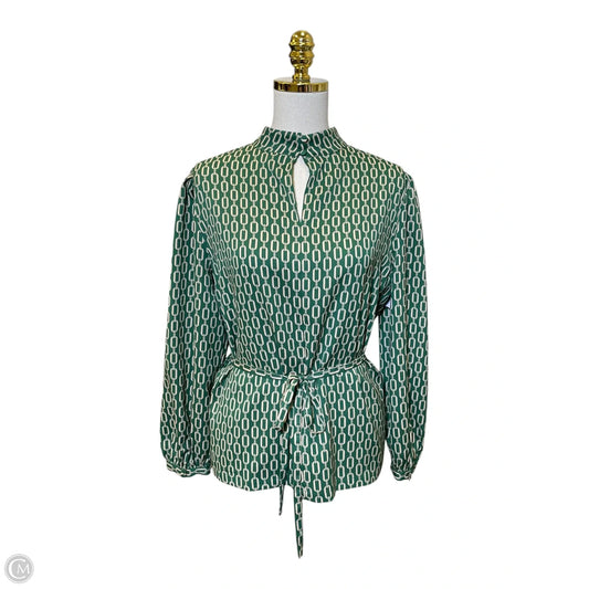 Top Long Sleeve By Ann Taylor In Green & Tan, Size: Lp