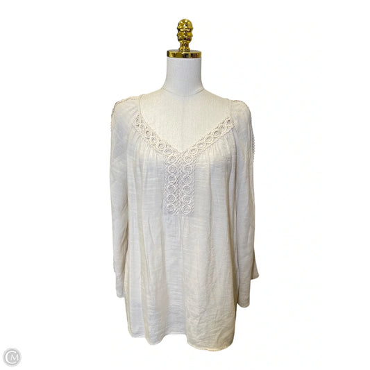 Top Long Sleeve By Zac And Rachel In Beige, Size: L