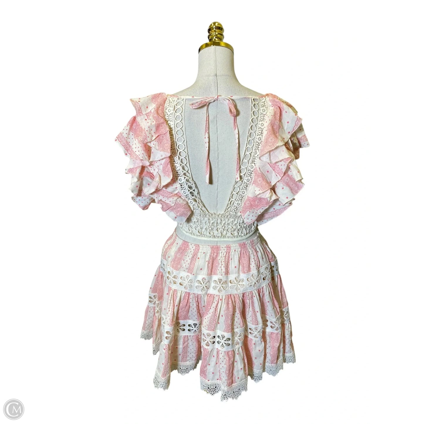 Top Short Sleeve By Olivaceous In Pink & White, Size: M