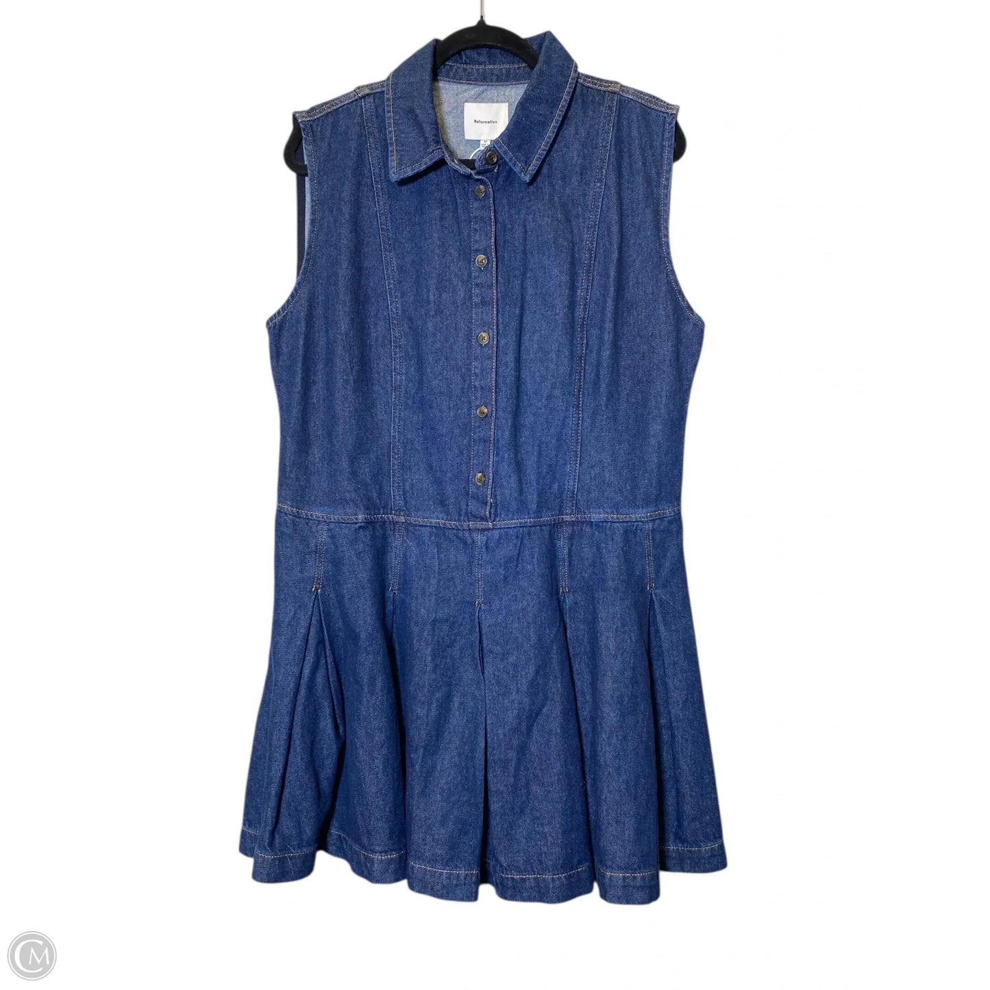 Dress Casual Midi By Reformation In Blue Denim, Size: L