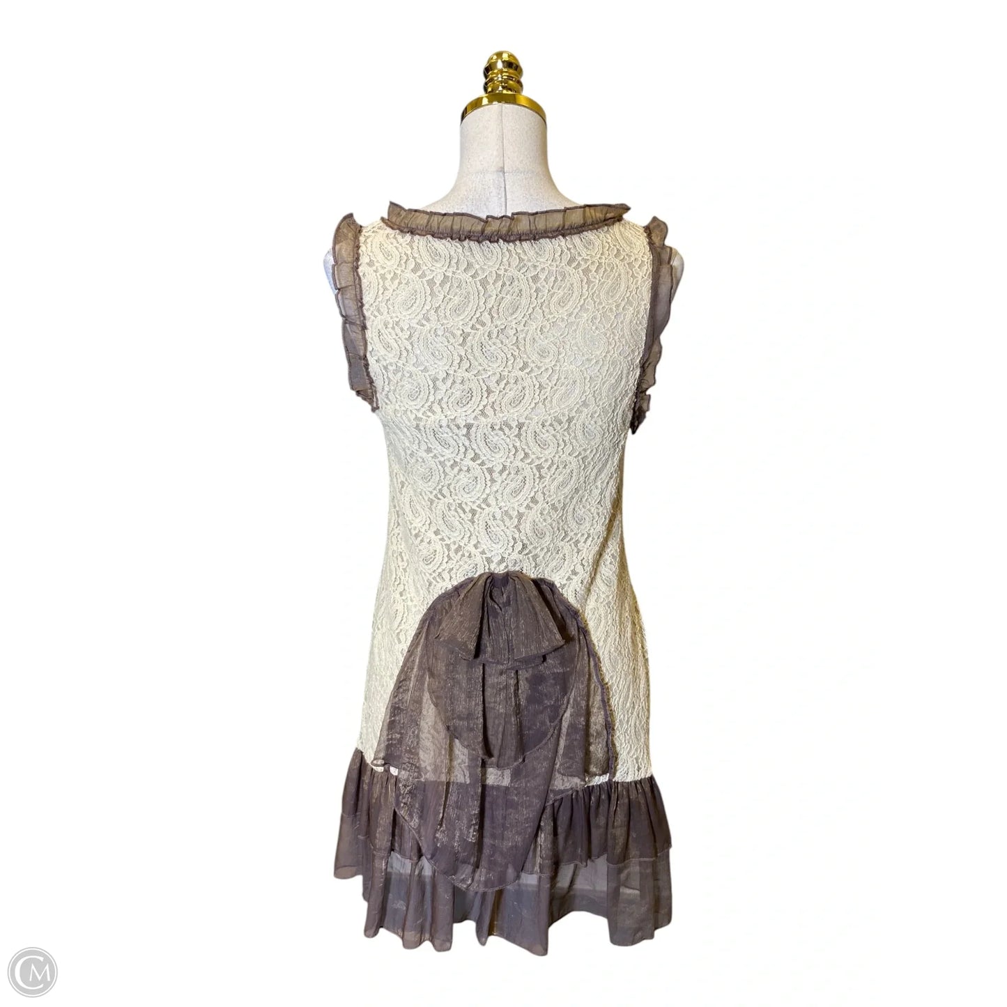 Dress Casual Midi By Areve In Brown & Cream, Size: M