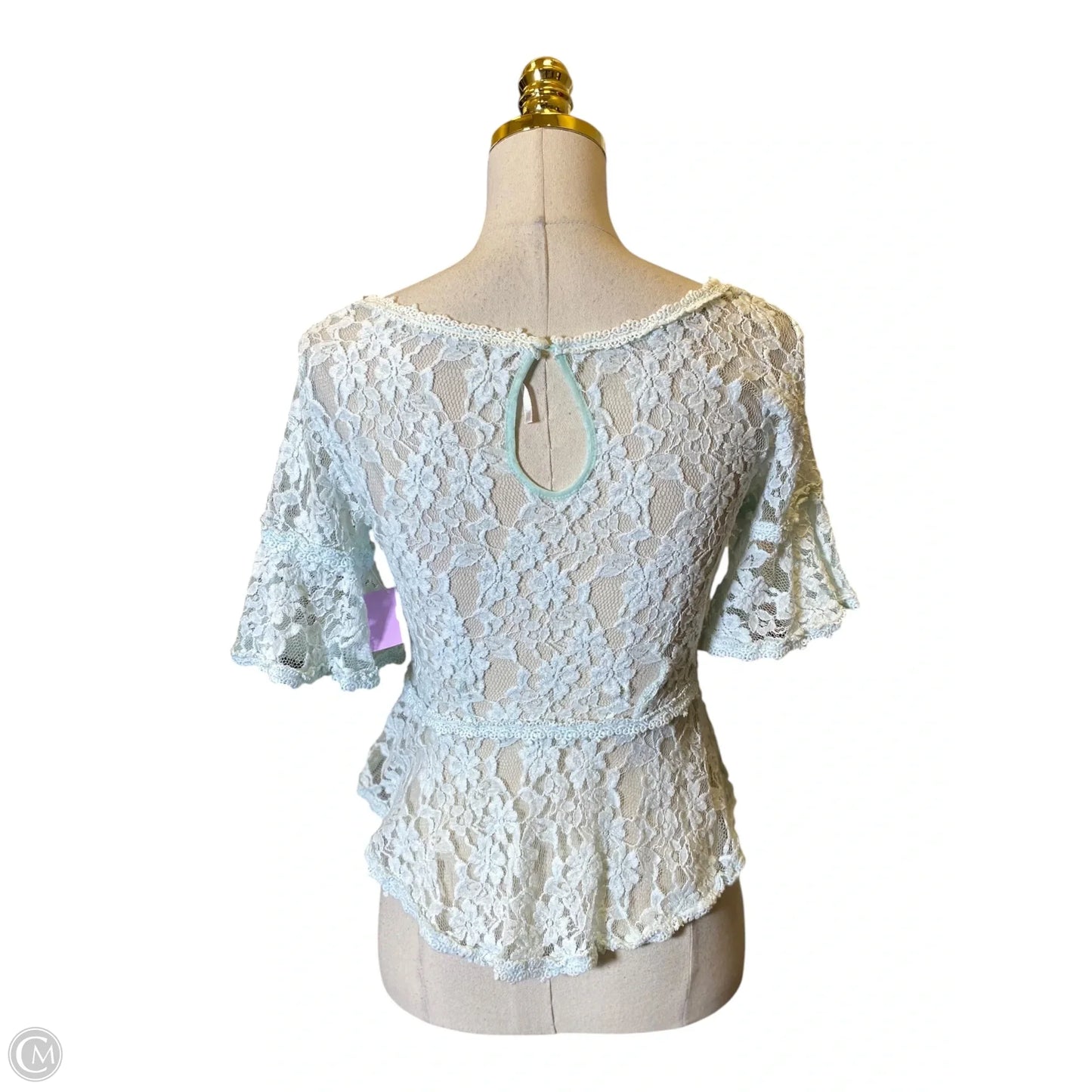 Top Short Sleeve By Free People In Blue & Cream, Size: Xs