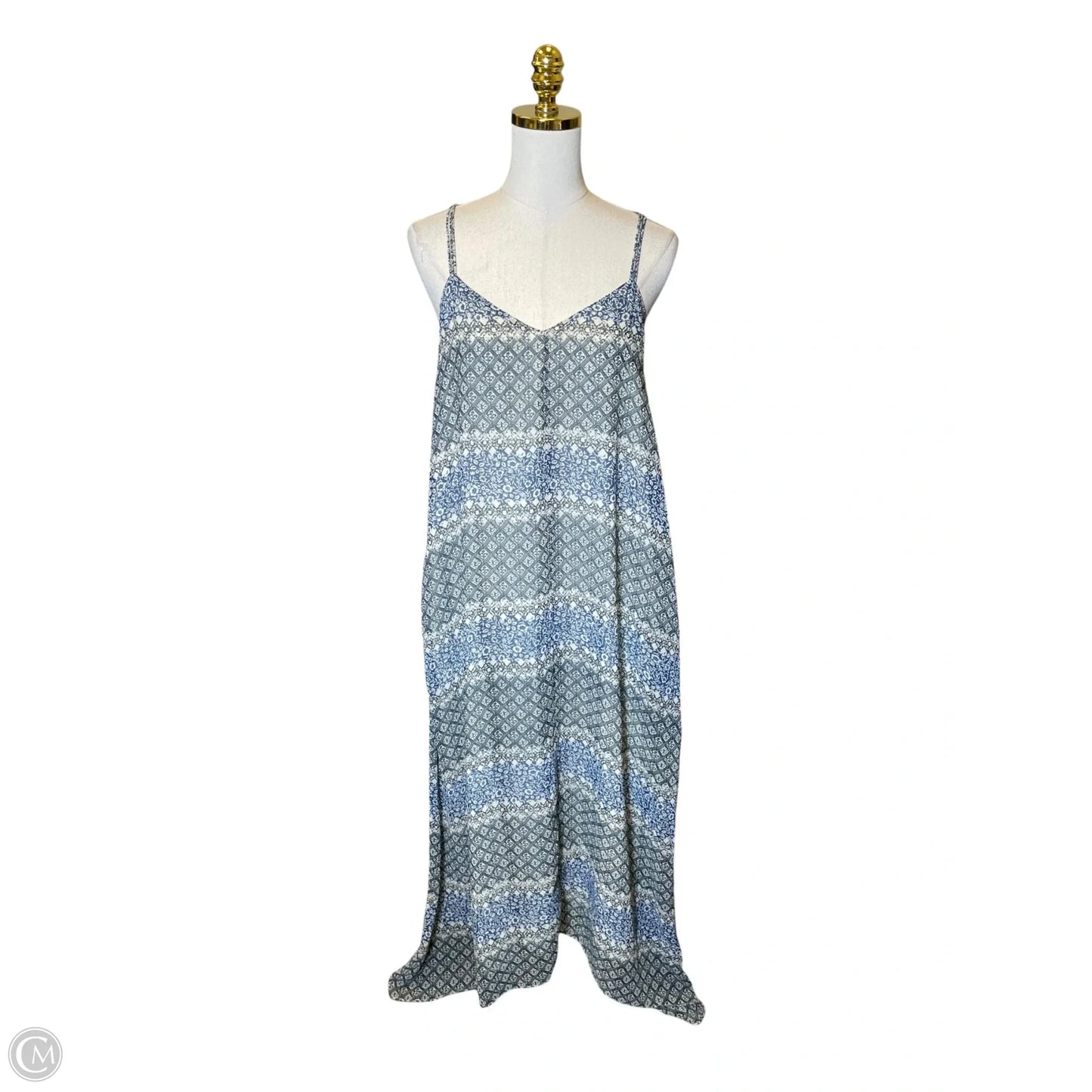 Dress Casual Maxi By Madewell In Blue & Cream, Size: L