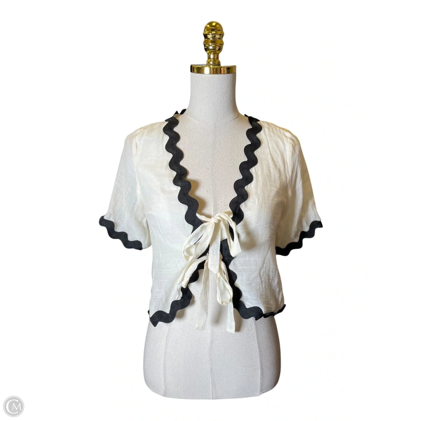 Top Short Sleeve By Francesca’s In Black & Cream, Size: Xs