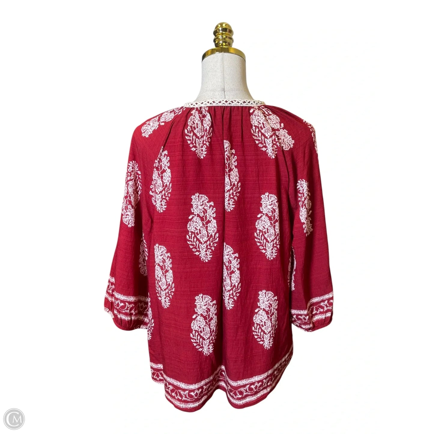 Top Long Sleeve By Clothes Mentor In Red & White, Size: L