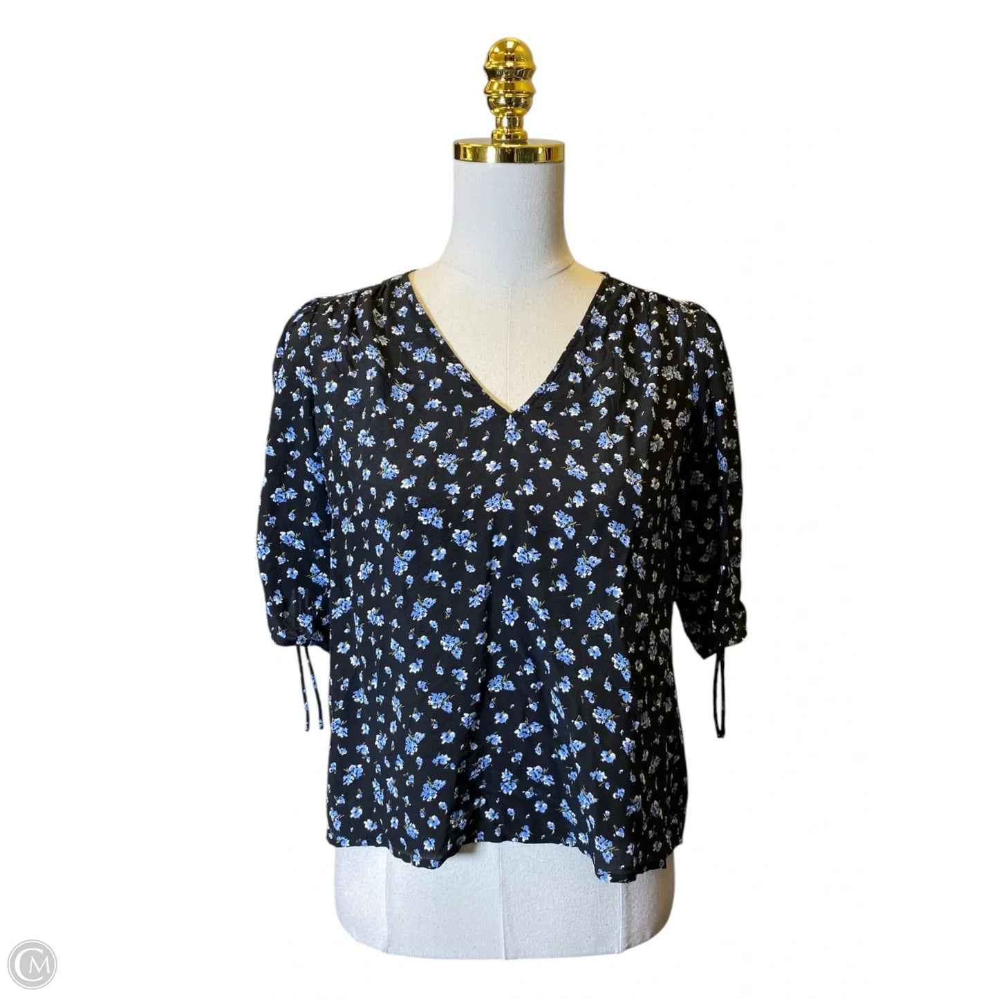 Top 3/4 Sleeve By Madewell In Black & Blue, Size: Xs