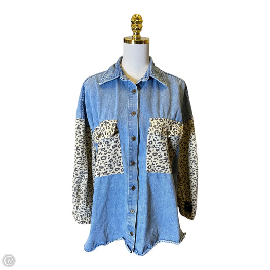 Jacket Denim By Entro In Animal Print, Size: L