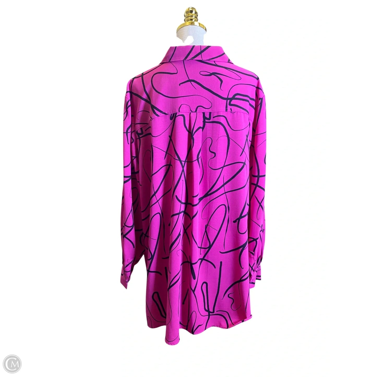 Top Long Sleeve By Investments In Black & Pink, Size: 2x