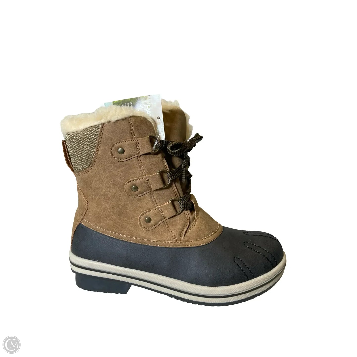 Boots Ankle Flats By Bearpaw In Brown & Cream, Size: 8
