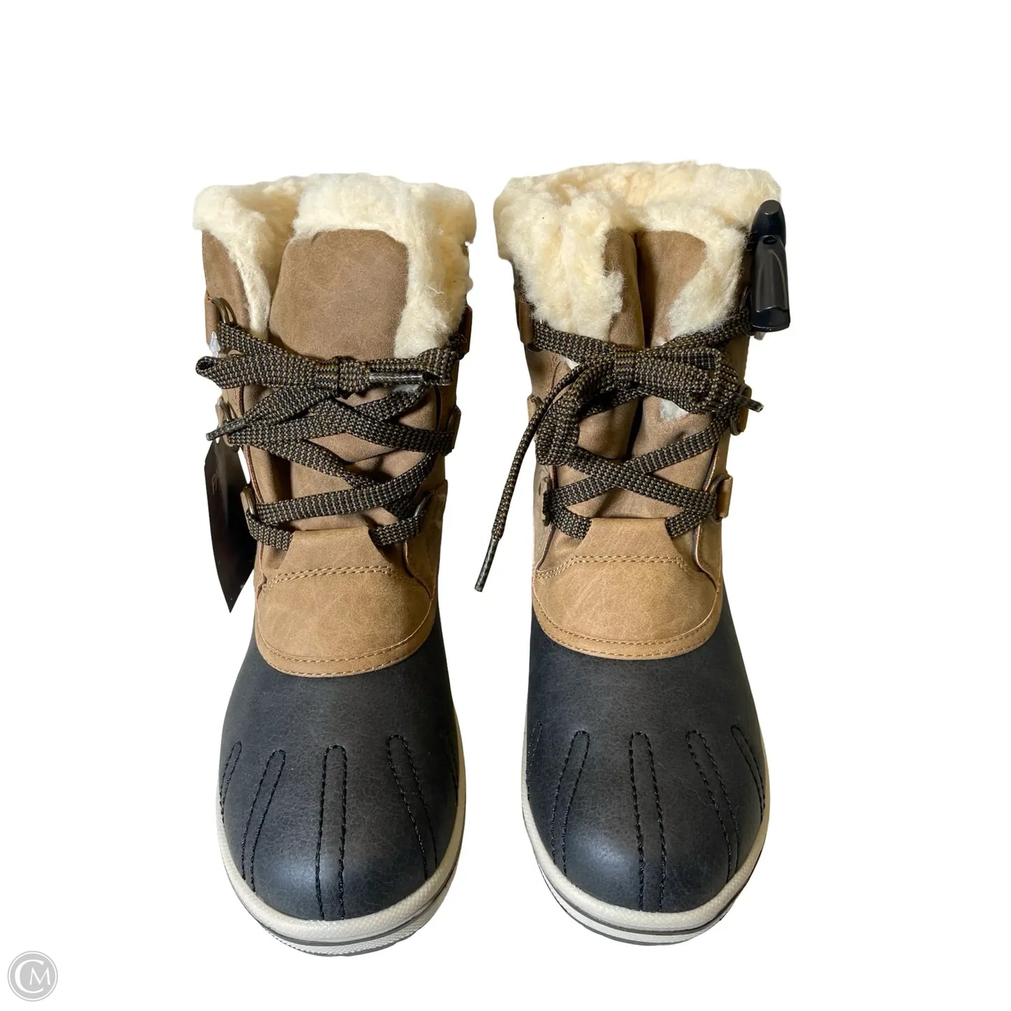 Boots Ankle Flats By Bearpaw In Brown & Cream, Size: 8