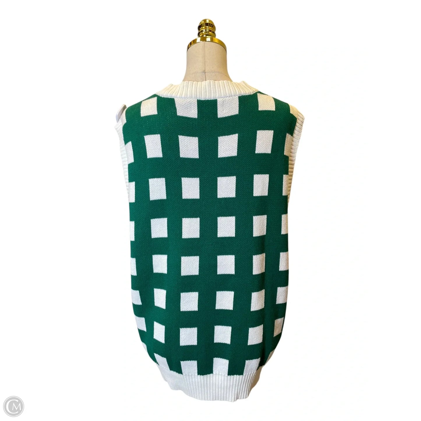 Vest Sweater By Pacsun In Green & White, Size: M