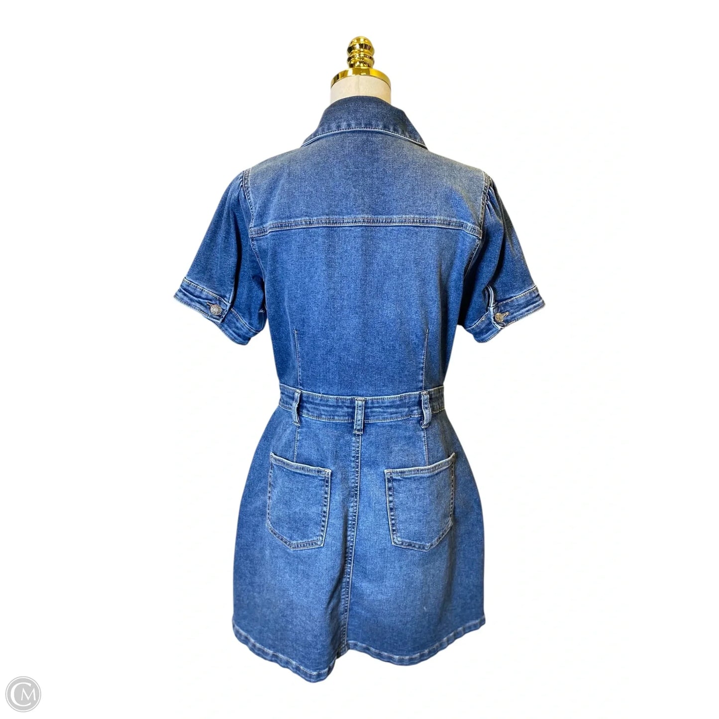 Dress Casual Midi By Celebrity Pink In Blue Denim, Size: L