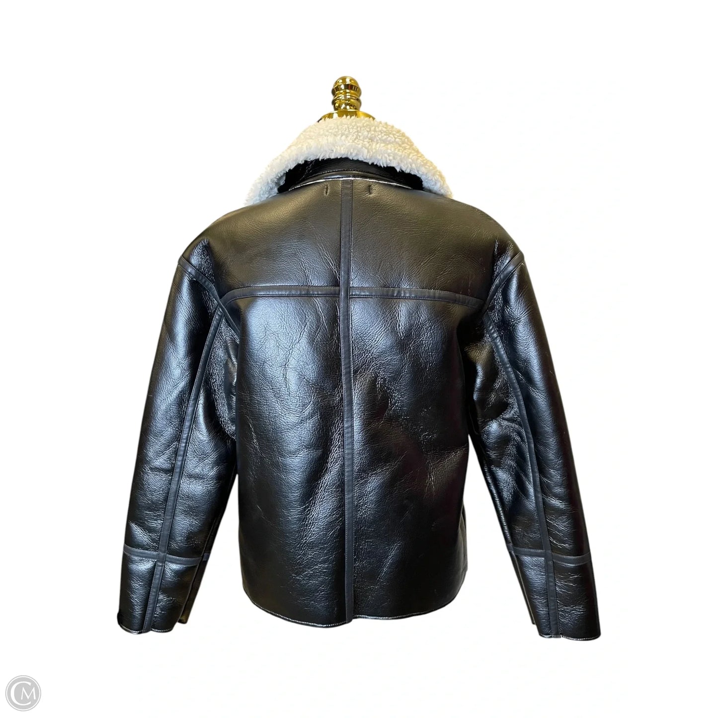 Jacket Faux Fur & Sherpa By Clothes Mentor In Black & Cream, Size: M