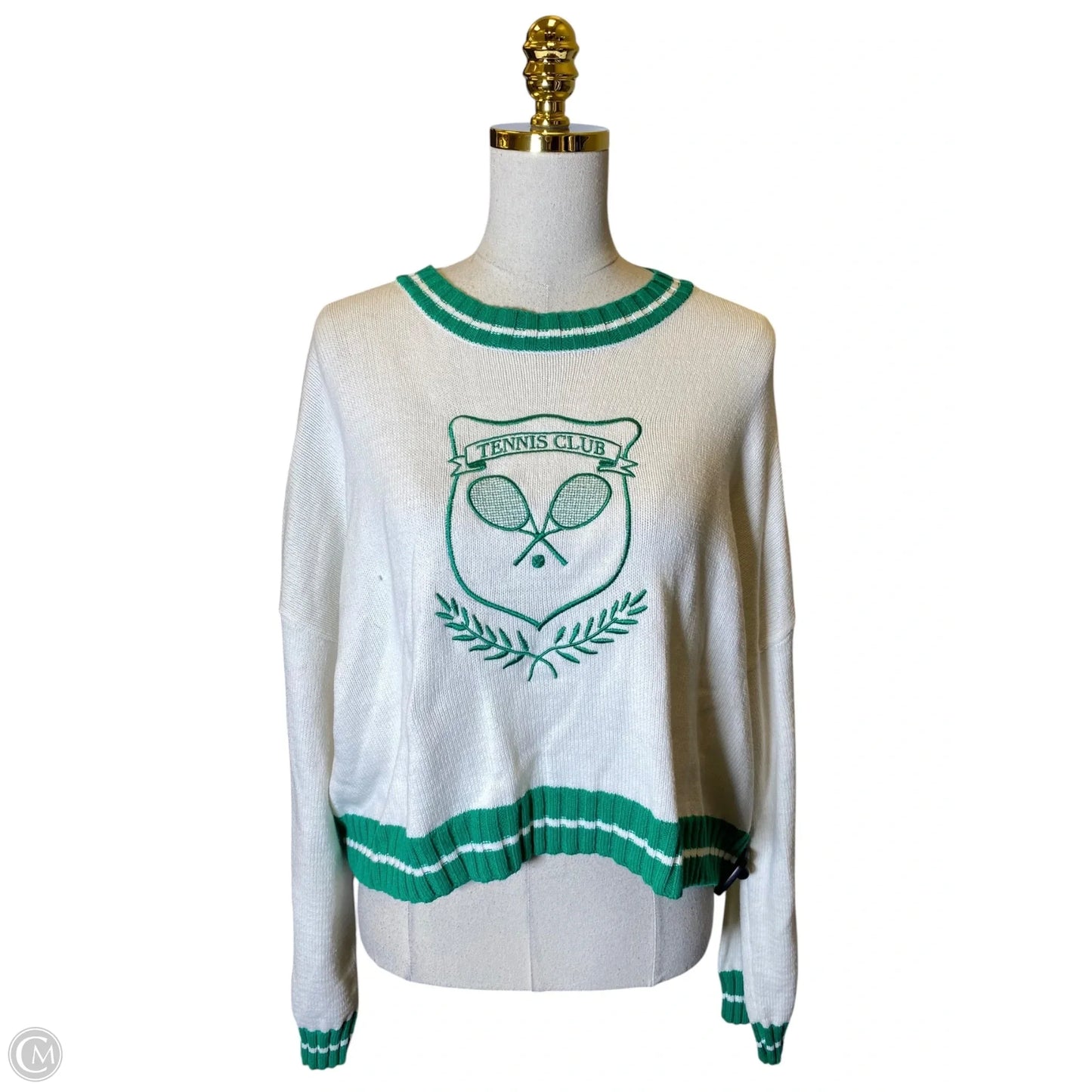 Sweater By Sincerely Jules In Green & White, Size: L