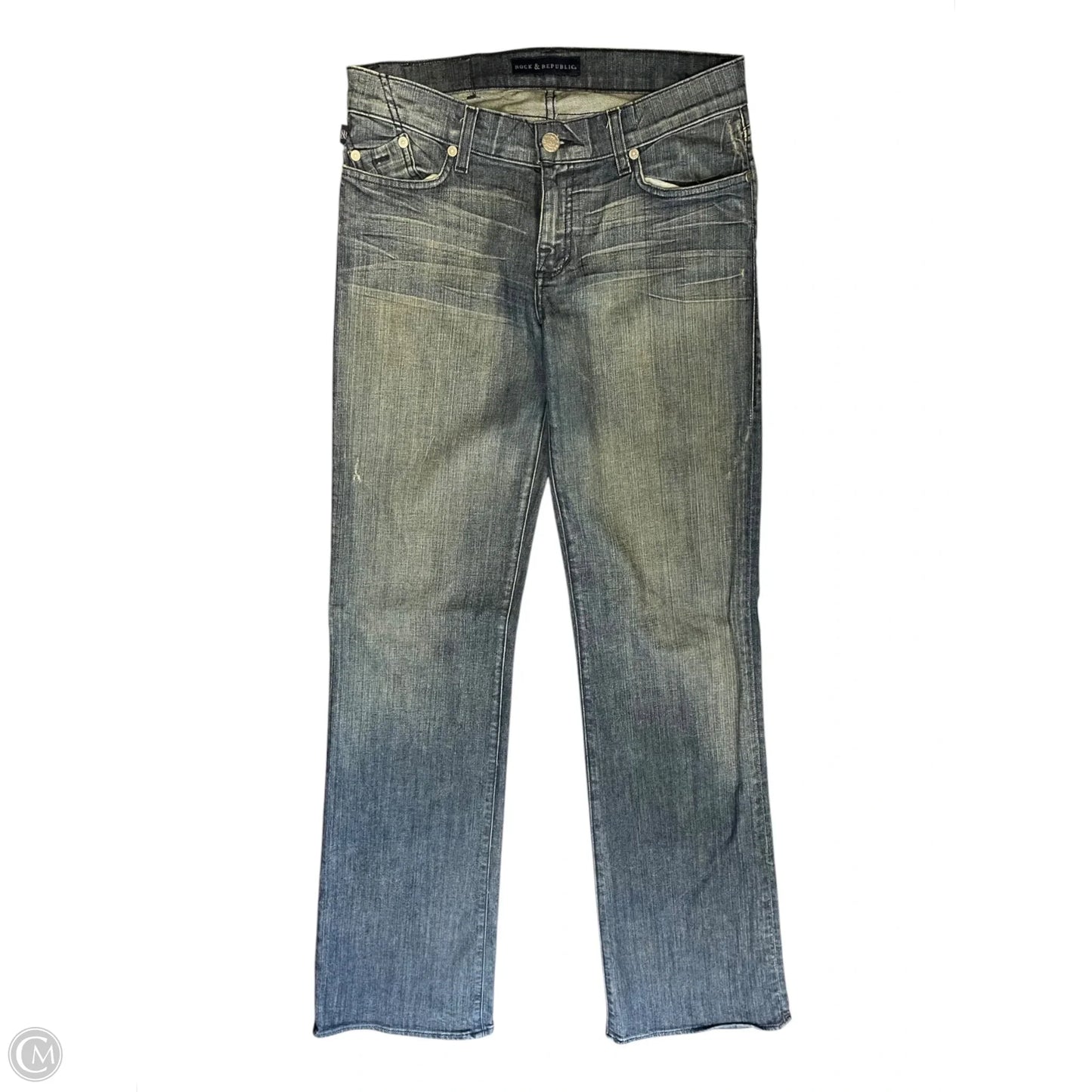 Jeans Straight By Rock And Republic In Blue Denim, Size: 12