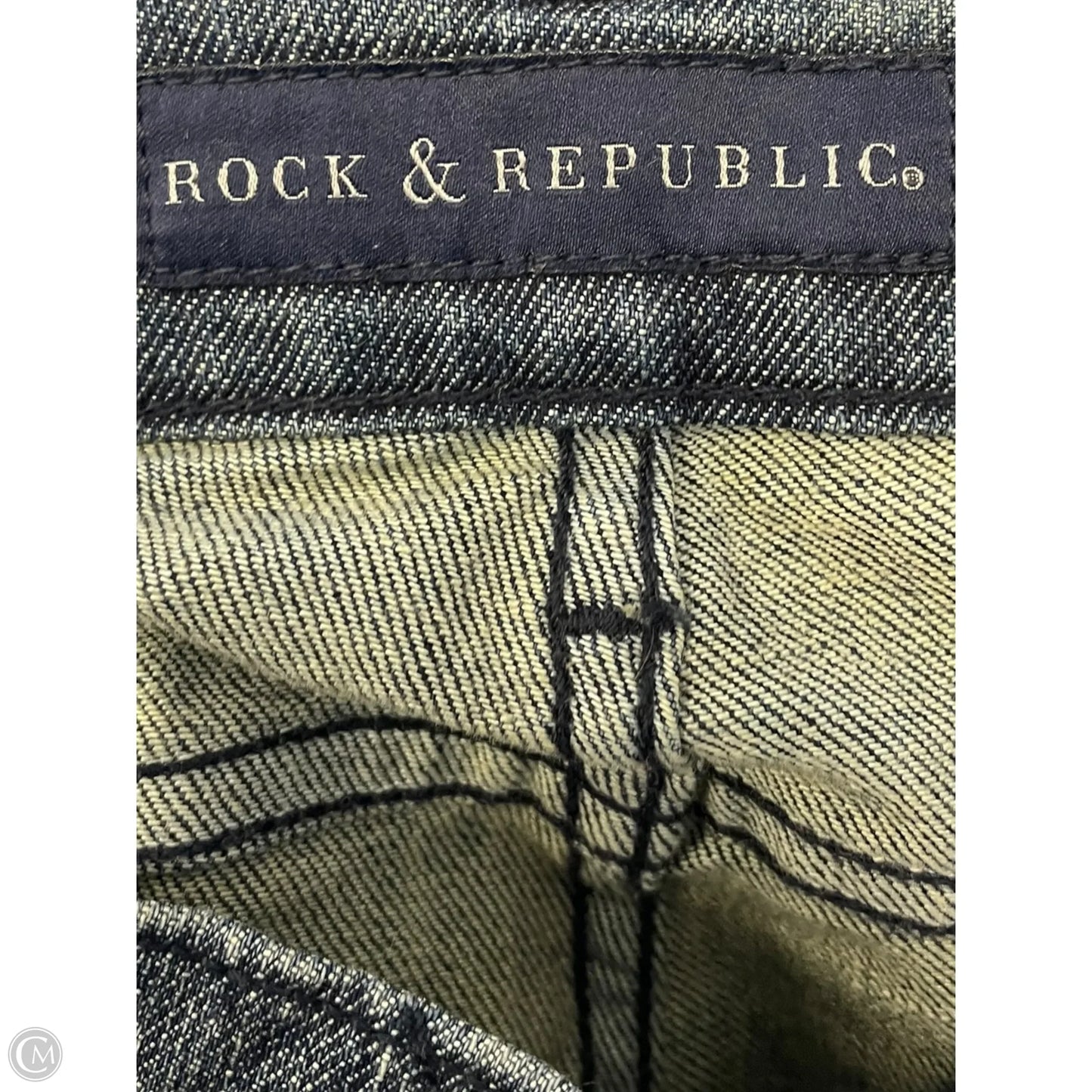 Jeans Straight By Rock And Republic In Blue Denim, Size: 12