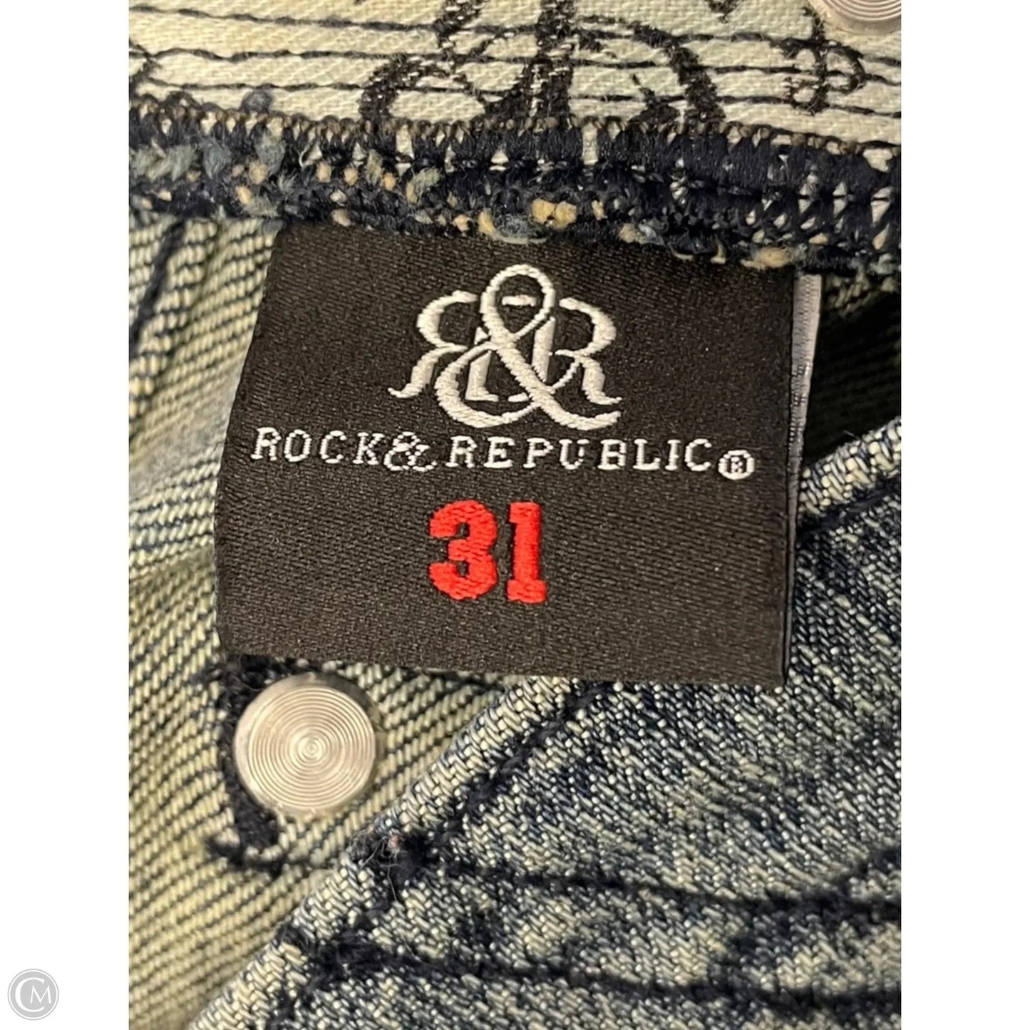 Jeans Straight By Rock And Republic In Blue Denim, Size: 12
