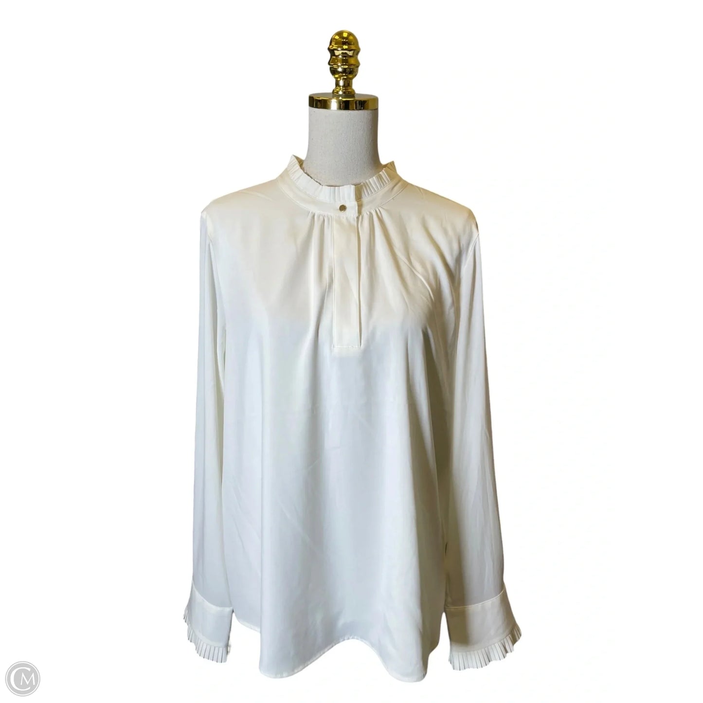 Top Long Sleeve By Calvin Klein In White, Size: Xl